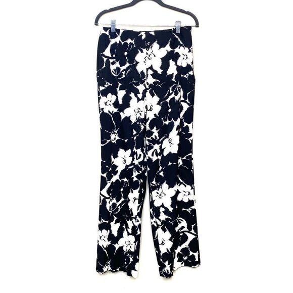 Talbots black and white floral silk blend pants size 6 - Picture 1 of 14